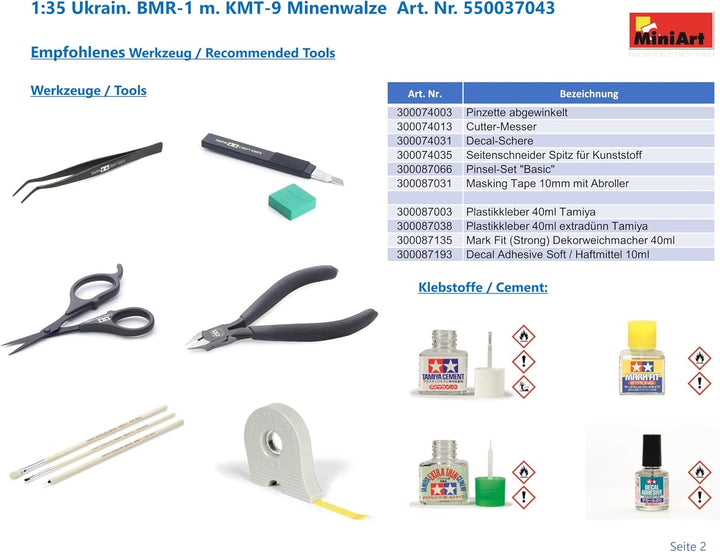 Mini Art 37043 1:35 Ukrain. BMR-1 m. KMT-9 Minenwalze - originalgetreue Nachbildung, Modellbau, Plas