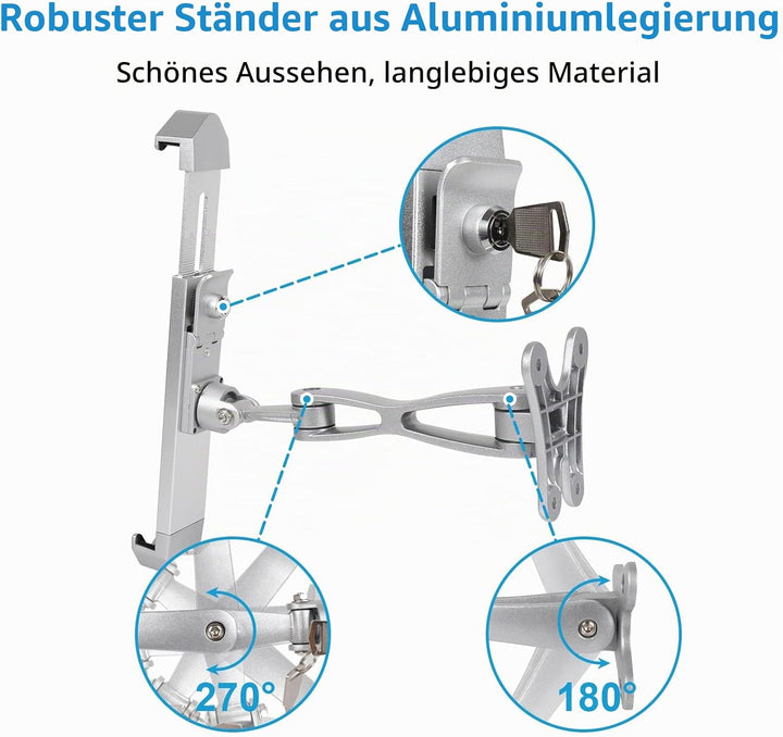 woleyi Wand Tablet Halterung Diebstahlsicherung, Display iPad Halter Anti-Diebstahl, Aluminium Table