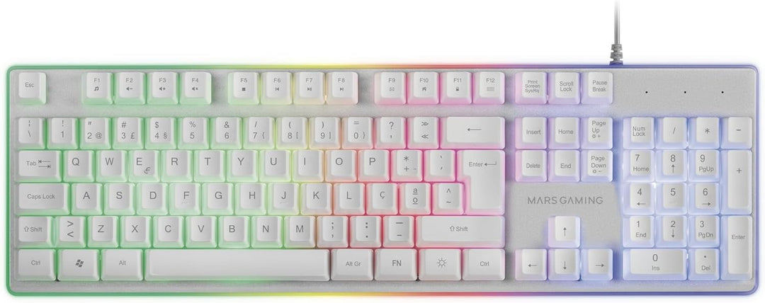 Mars Gaming MCPXWPT, Combo Tastatur H-Mech FRGB, Ultralight Maus 10000DPI & XXL Mousepad, Weiss, Por