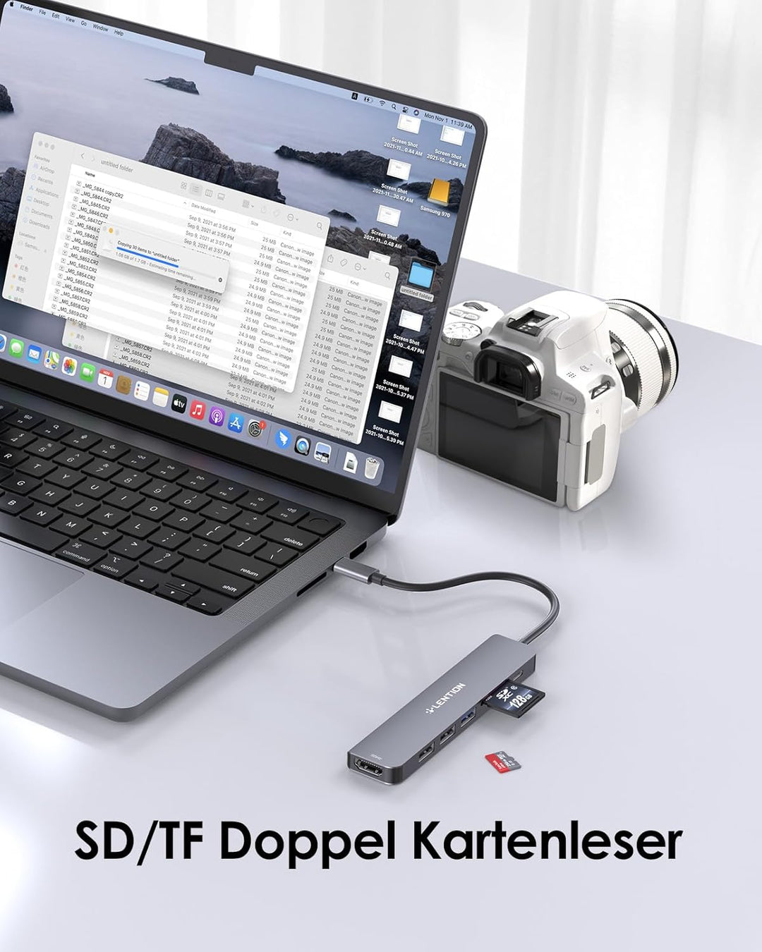 LENTION USB C Hub mit 100W PD Aufladung, 4K@60Hz HDMI, SD/TF Kartenleser, USB-3.0, Adapter USB-C auf