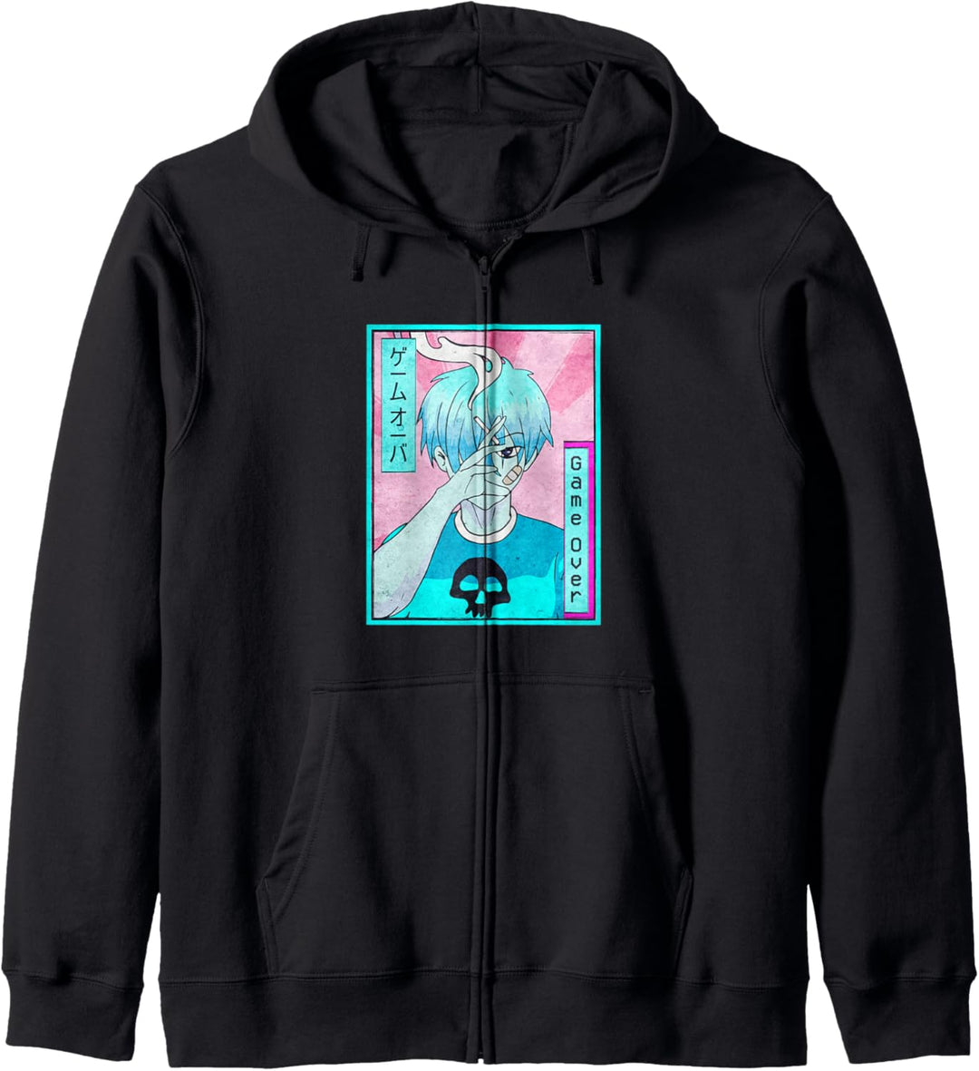 Game Over Emo Anime Boy Vaporwave Ästhetik Harajuku Kapuzenjacke