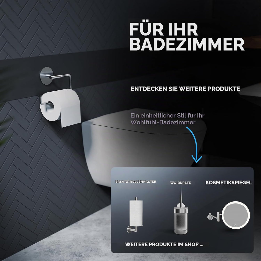 Toilettenpapierhalter Hammerodde ohne Bohren Silber | Klorollenhalter selbstklebend Edelstahl | Klor