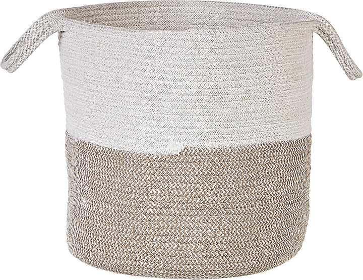 Set aus 2 beige und weissen gewebten Baumwollkörben Pazha