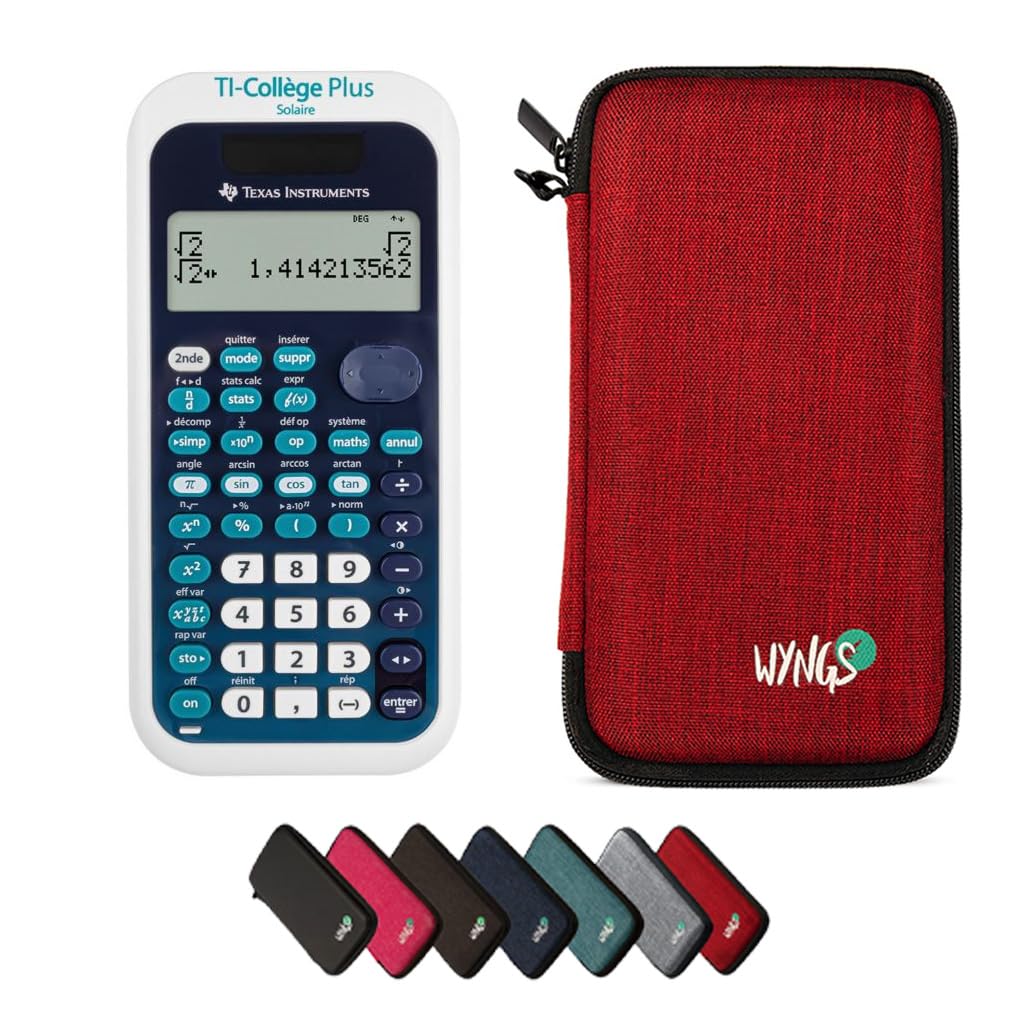 CALCUSO Sparkpaket: TI Collège Plus Solar technisch-wissenschaftlicher Taschenrechner + WYNGS Schutz