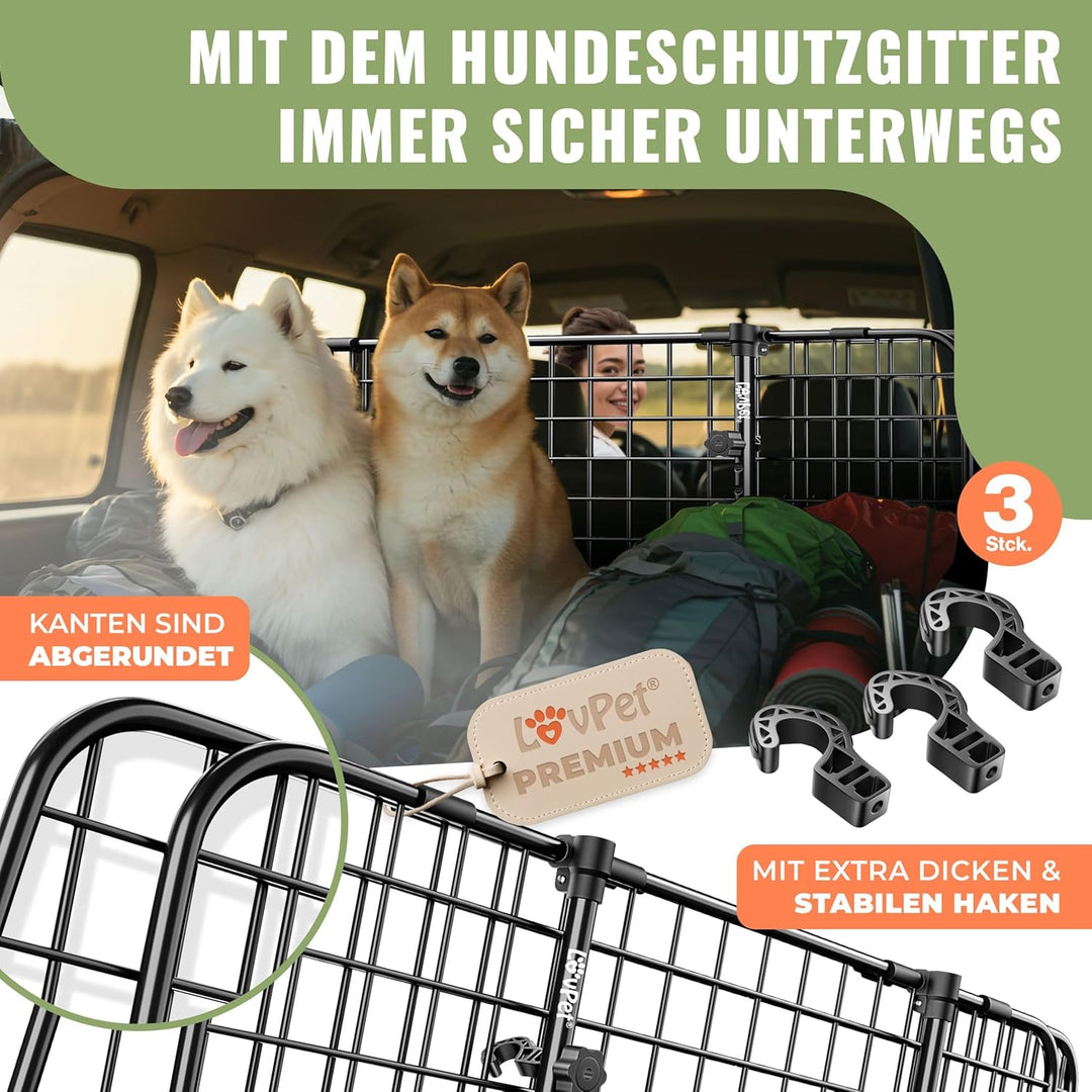 Lovpet® Hundegitter Auto, Autoschutzgitter Trenngitter Universal, verstellbare Breite, Kopfstütze Ko