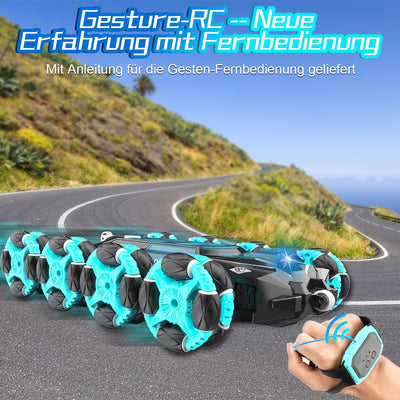 Nauotk Ferngesteuertes Auto ab 6 7 8 9 10 11 12 Jahre, 8WD RC Stunt Drift Car mit Gestensensor, mit