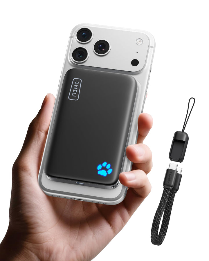 INIU Kompakt Power Bank für MagSafe, 10000mAh Original Qi2-zertif 25W Wireless & 45W USB C Schnellla