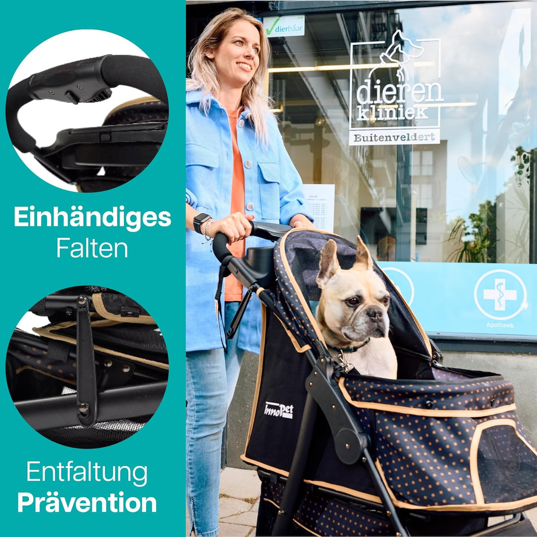 Innopet Adventure Hunde- &amp; Katzenbuggy Schwarz/Gelb - Geländegängiger Hundewagen für Hunde bis zu 30