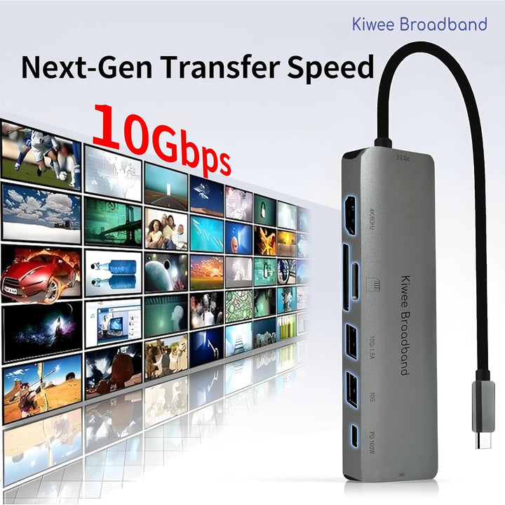 7-in-1 USB-C Hub mit 5G Ethernet, 100W PD-Ladefunktion, 4K HDMI, 2× USB-A 3.2, SD/MicroSD-Kartenlese