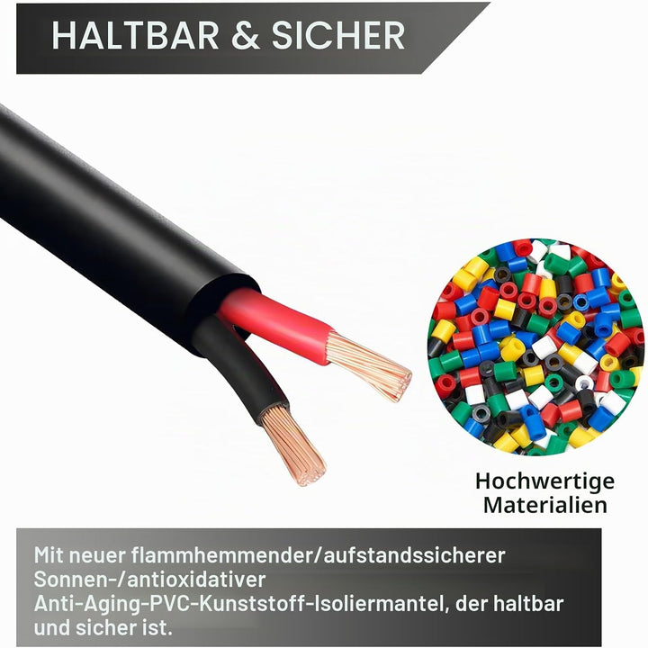 2×4,0 mm² Rundes Zweileiterkabel 2-adriges Kupfer-Elektrokabel 5V 12V 24V 60V, Dünnwandiges Rot/Schw