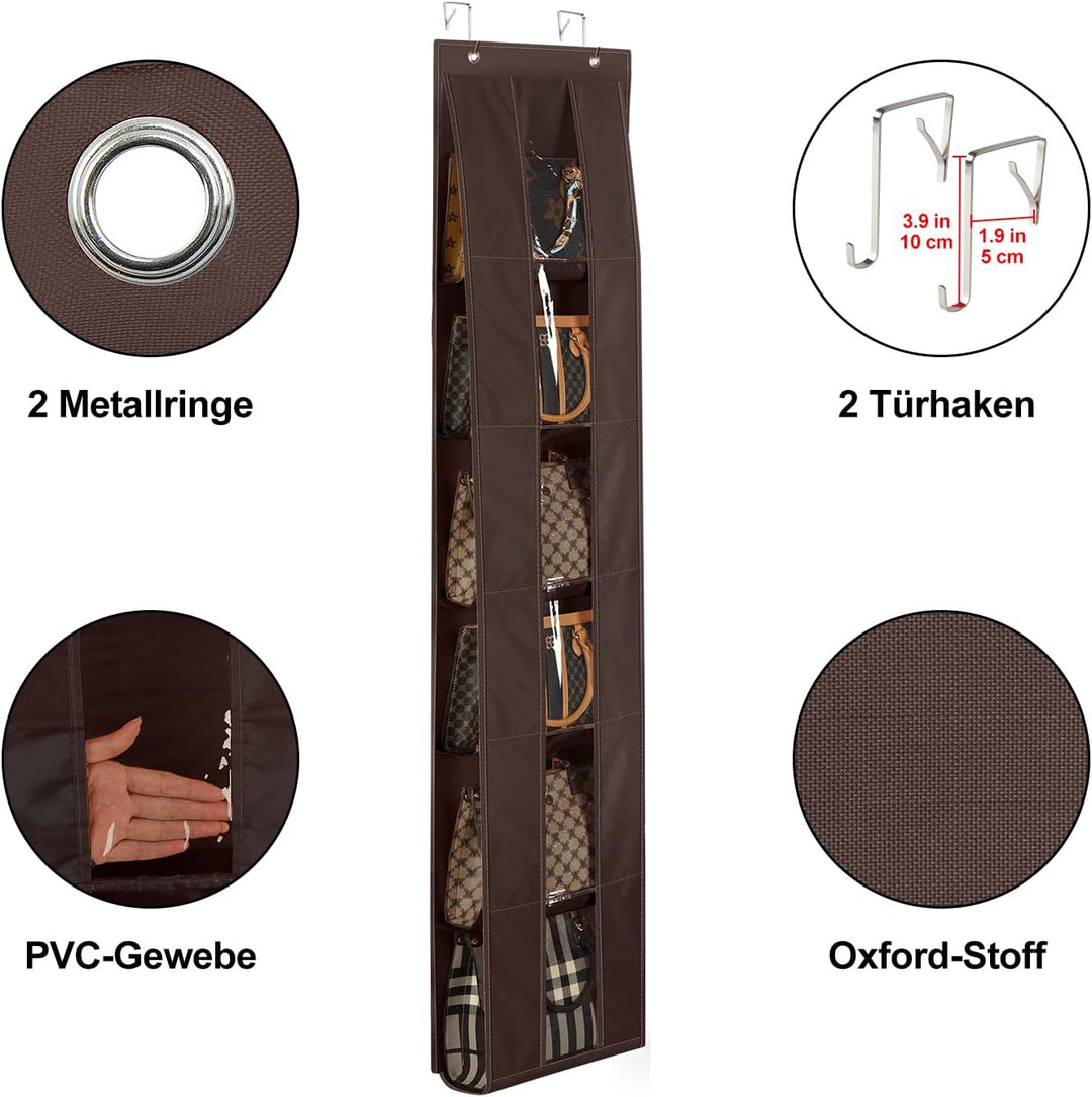 Lirex Handtaschen Organizer Über Tür, 2er Set mit 6 Etagen, platzsparender Organizer zur Aufbewahrun