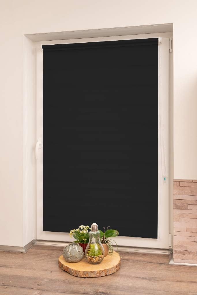 K-home Klemmfix Doppelrollo Madrid ohne Bohren Schwarz 55 x 200 cm (B x L) Schwarz 55x200 cm (B x L)