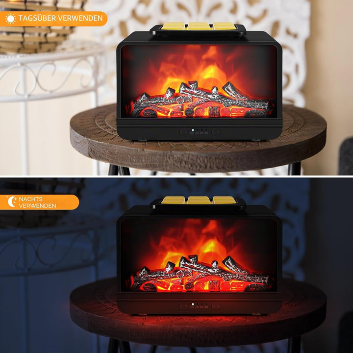 Wowlela Duftlampe Elektrisch, Dynamische Flamme Kamin Elektrische Duftlampe für Wachs mit 4 Timer &amp;