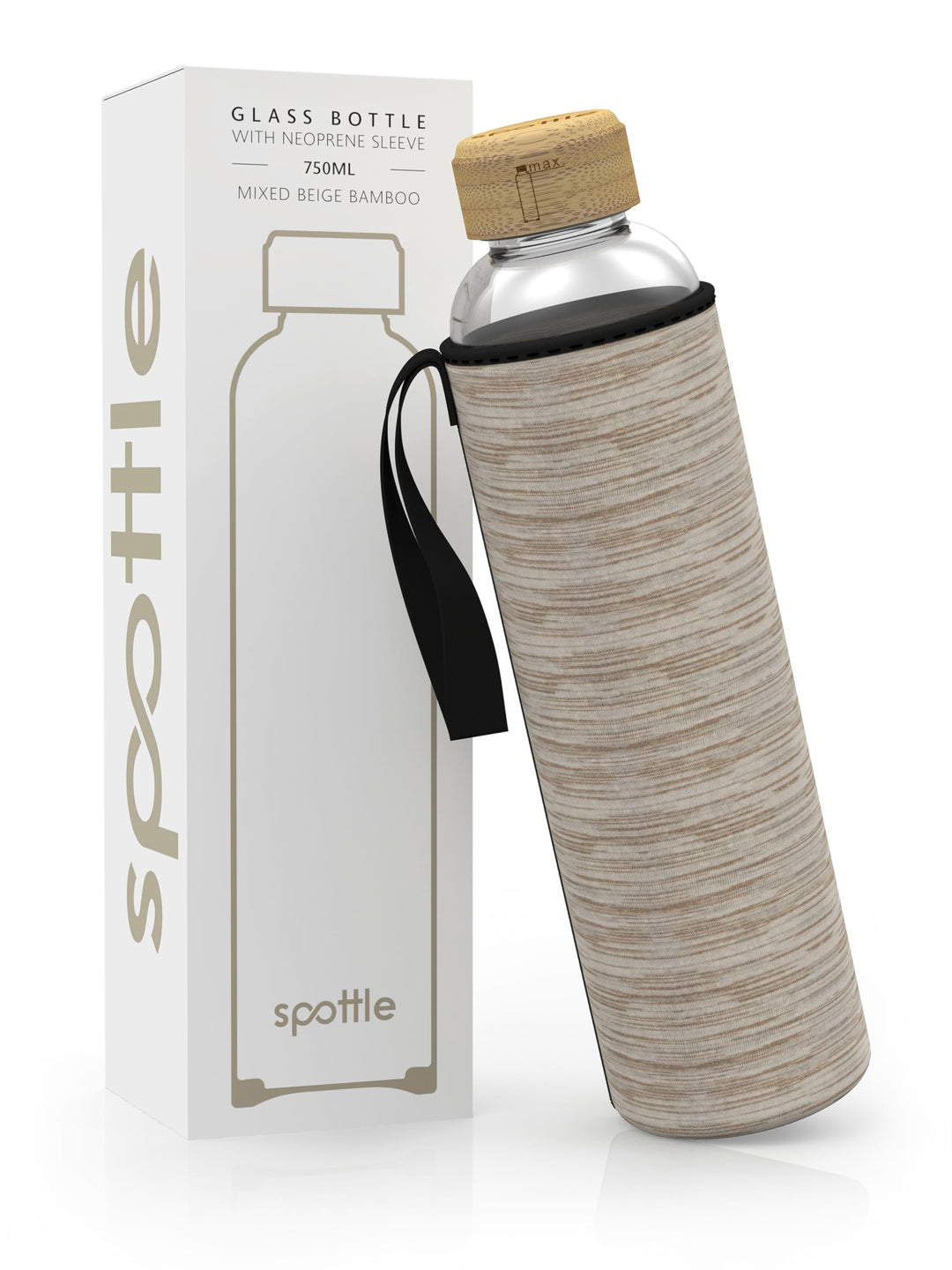 spottle Trinkflasche aus Glas 1l - Glasflasche 500ml - 750ml - 1 liter mit Neoprenhülle/Schutzhülle