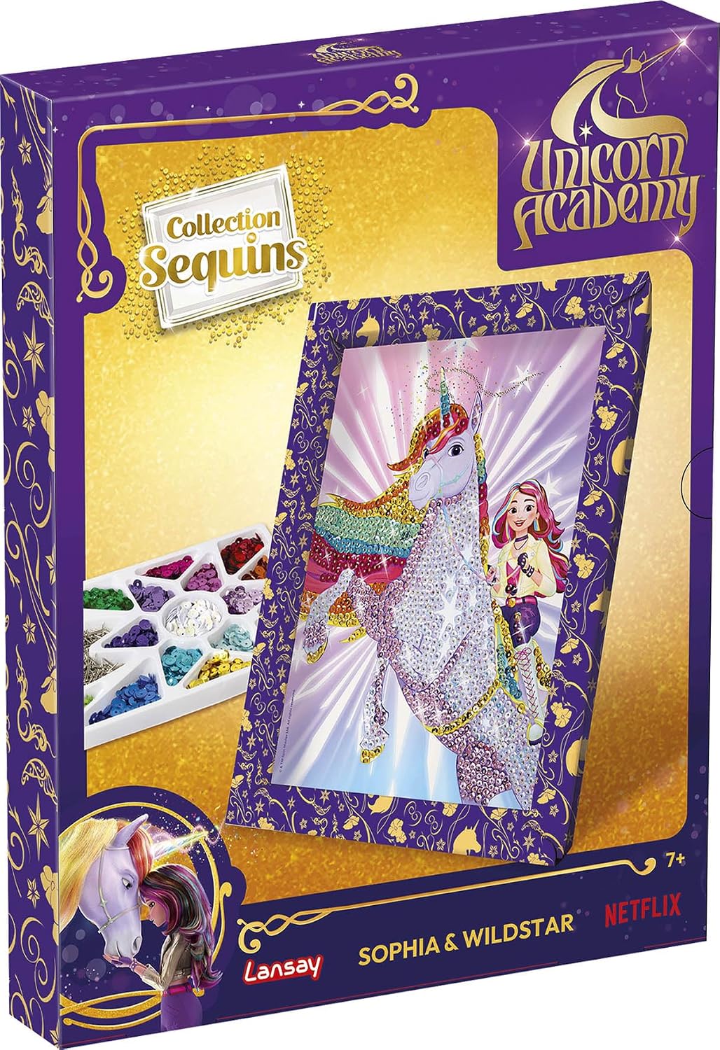 Lansay - COLLECTION SEQUINS Unicorn Academy Sophia &amp; Wildstar - Paillettenbild Bastelset für Mädchen