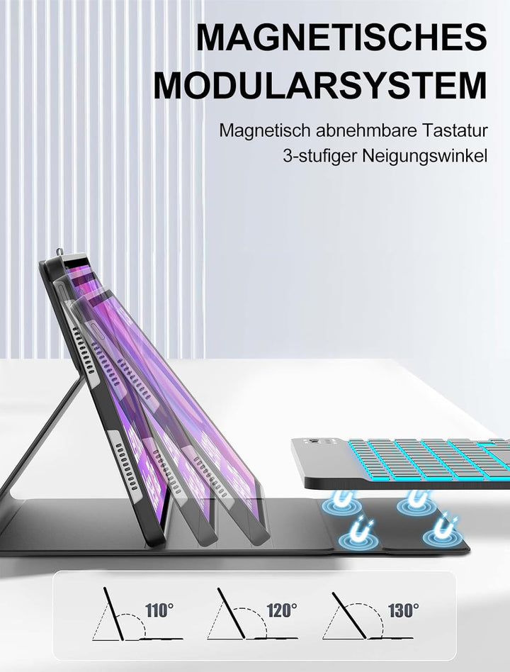 JADEMALL Hülle mit 7-Farben Beleuchtungstastatur für Lenovo Idea Tab 11" (2025) & Tab M11 (2024) TB3