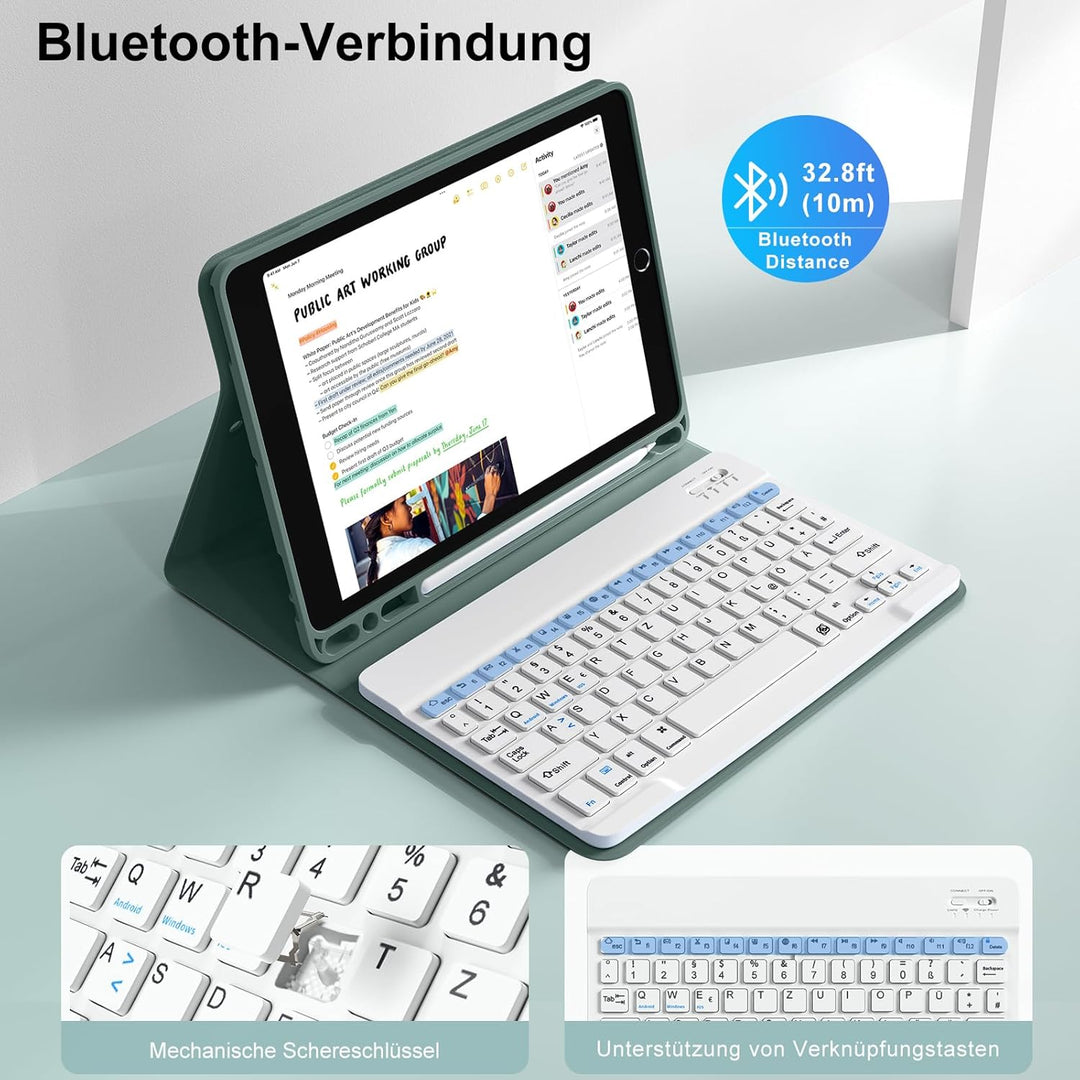 Tastatur Hülle für iPad 10.2 Zoll (9./8./7. Generation), für iPad Air 3rd / Pro 10.5, Magnetisch Abn