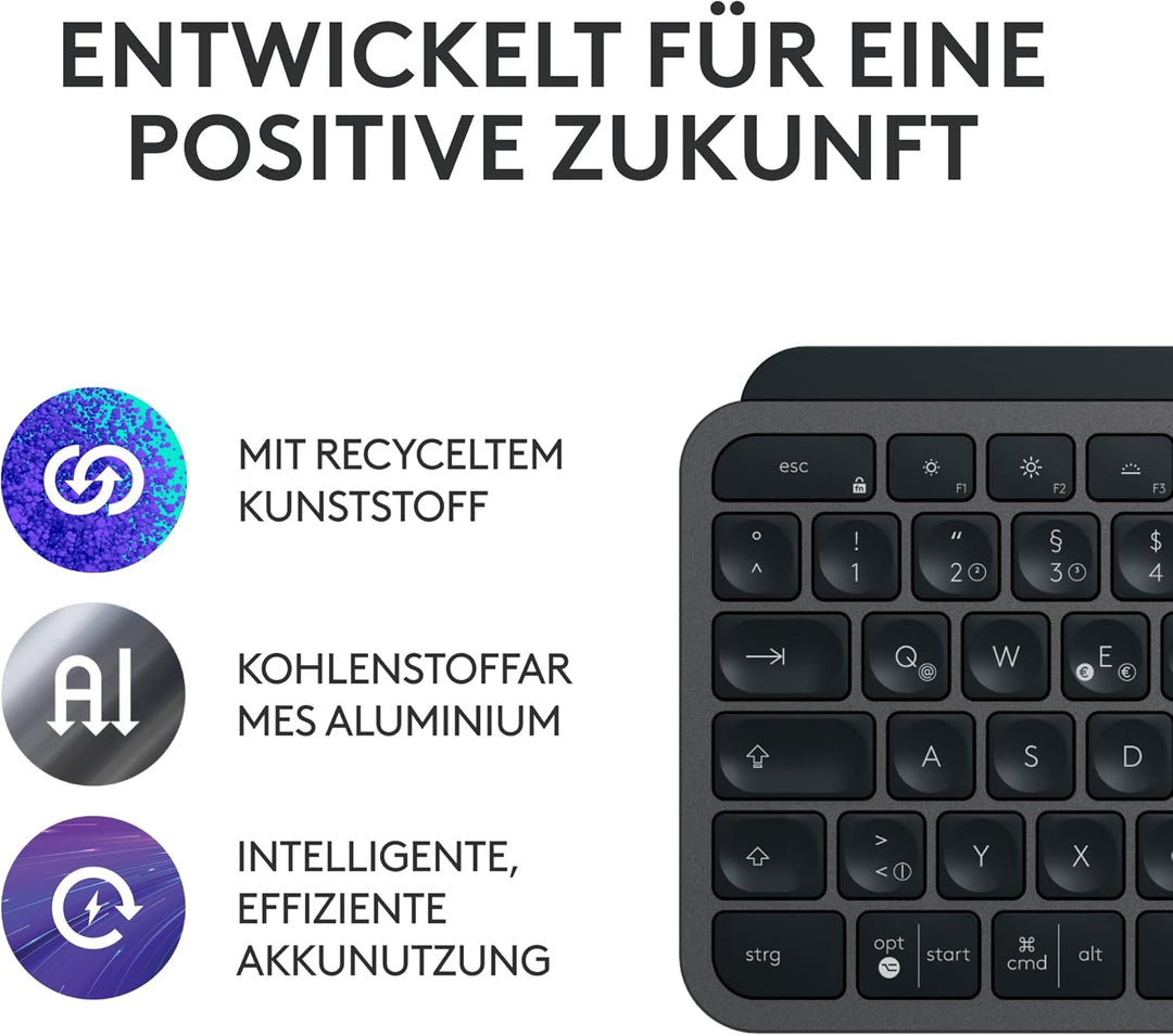 Logitech MX Keys S Combo: Leistungsstarke kabellose Tastatur und Maus mit Handablage,Customizable Il