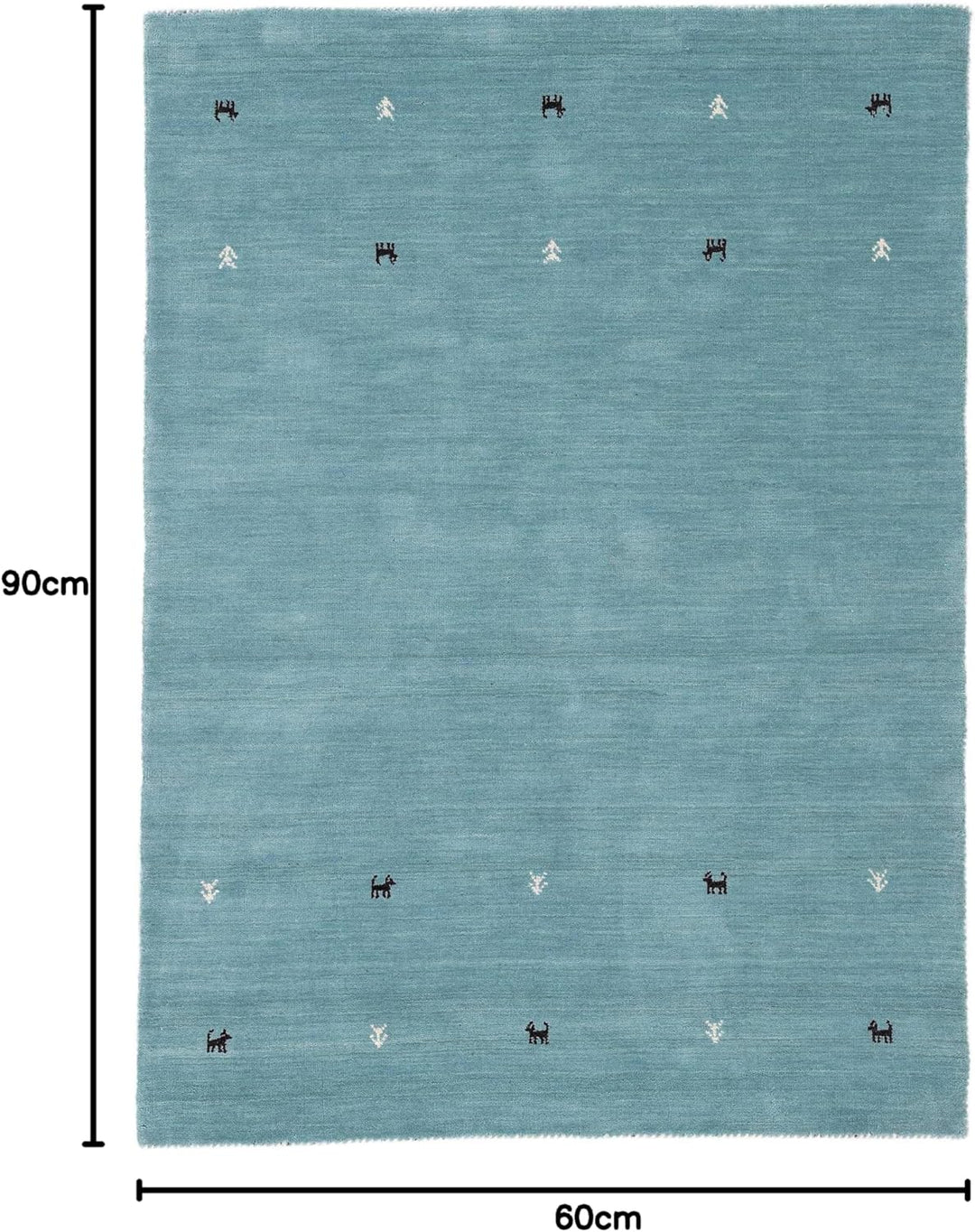carpetfine Wollteppich Gabbeh Uni Türkis 60x90 cm | Moderner Teppich für Wohn- und Schlafzimmer 60x9