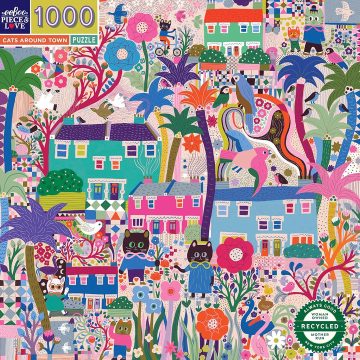 eeBoo PZTCTO Garden Puzzle für Erwachsene, 1000 Teile – Katzen in der Stadt