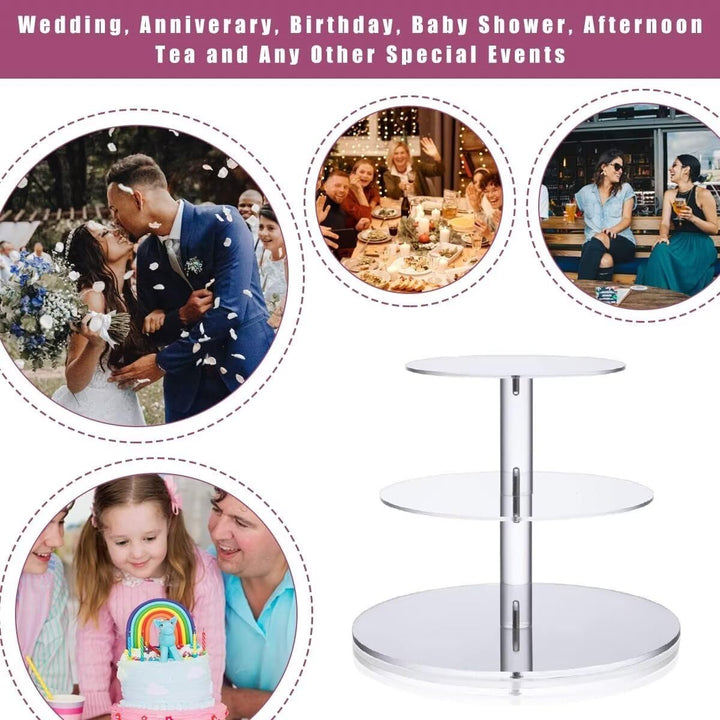 Cupcake Ständer, Tortenständer 3 Etagen Acryl für Hochzeit, Party, Geburtstag, Baby Duschen & Kuchen