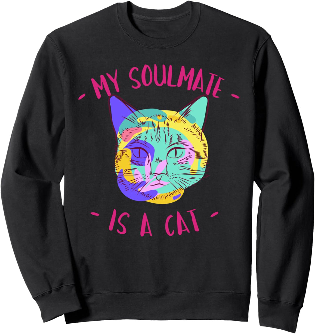 Lustig bunt Mein Seelenverwandter ist eine Katze Sweatshirt