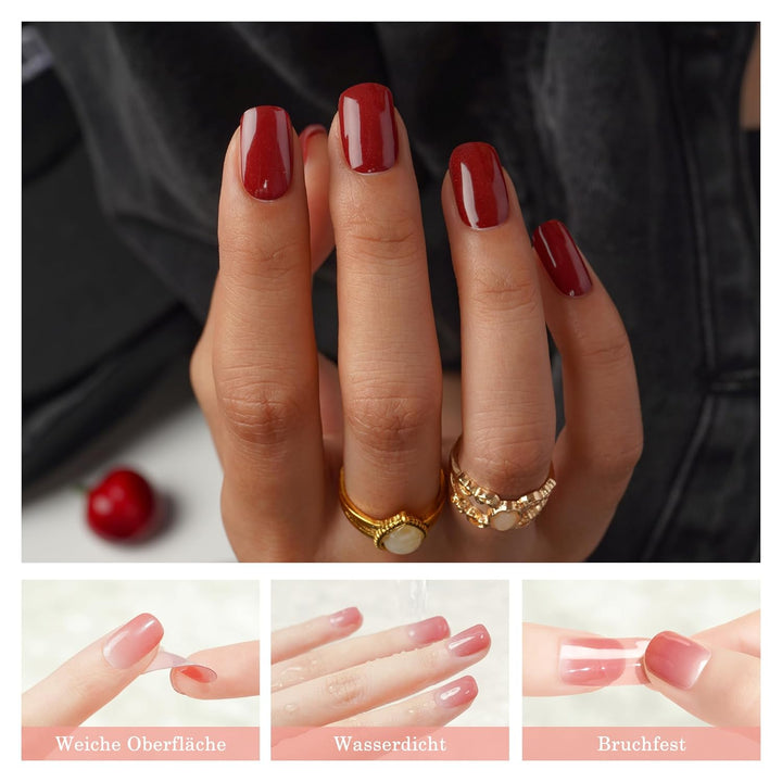 DANNI &amp; TONI Halb ausgehärtete Gel Nagelfolien (Garnet Gaze) scarlet Katzenauge Glänzend Nagelset uv