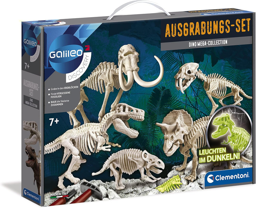 Clementoni 59258 Galileo Discovery – Ausgrabungs-Set Dino Mega-Collection, spannendes Spielzeug für