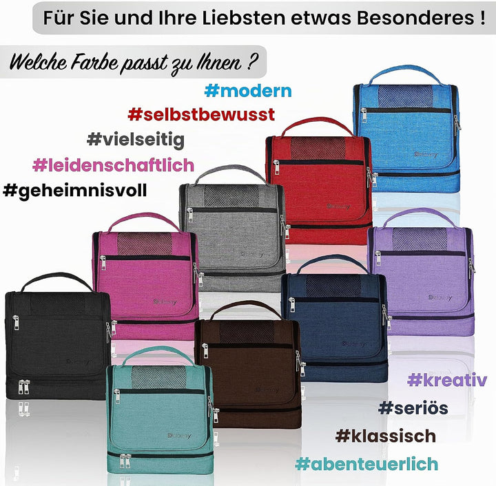 DELAWAY XXL Kulturbeutel zum Aufhängen [Design 2024] Grosse Kulturtasche für Damen, Herren mit Koffe