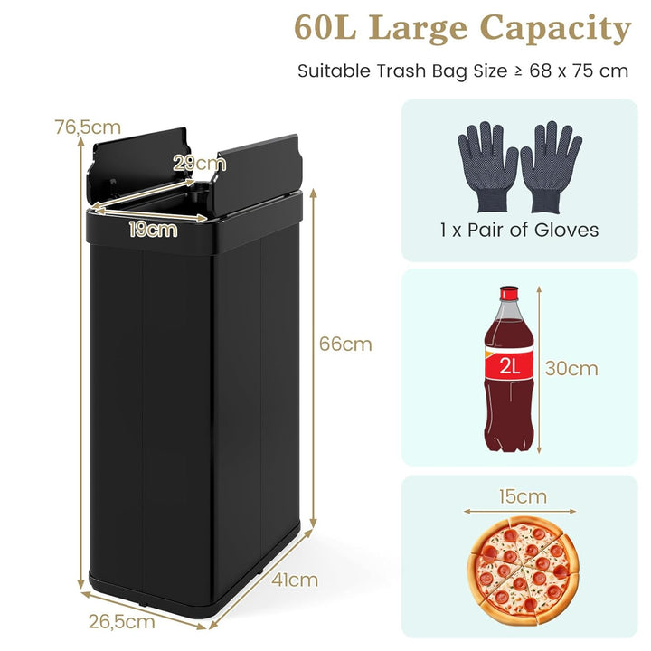 LIFEZEAL 60L Mülleimer, Küchenabfalleimer mit Smart Sensor, Abfalleimer Küche mit Deckel für Mülltre