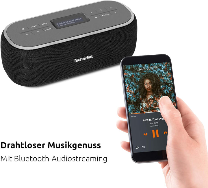 TechniSat VIOLA BT 1 - tragbarer Bluetooth-Lautsprecher mit DAB+ Digitalradio (UKW, DAB, Uhr, Weckti