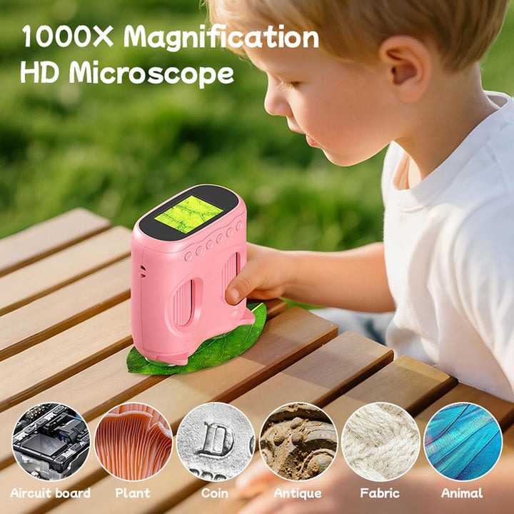 2 in 1 Mikroskop und Teleskop, Mikroskope für Kinder, tragbares Taschen Mikroskop, 1000 x Handmikros
