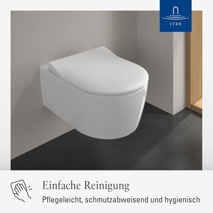 Villeroy & Boch Avento SlimSeat WC-Sitz - Toilettendeckel mit Absenkautomatik - Abnehmbarer, bruchsi