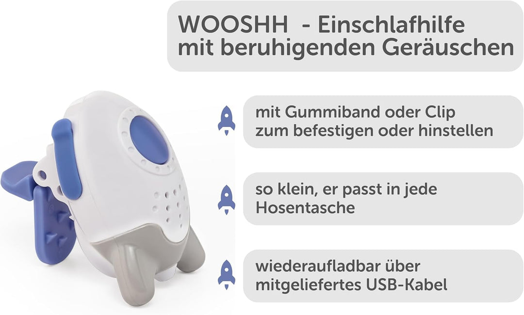 Wooshh by Rockit Rocker - wiederaufladbarer, tragbarer Schlafberuhiger/Einschlafhilfe mit 8 beruhige