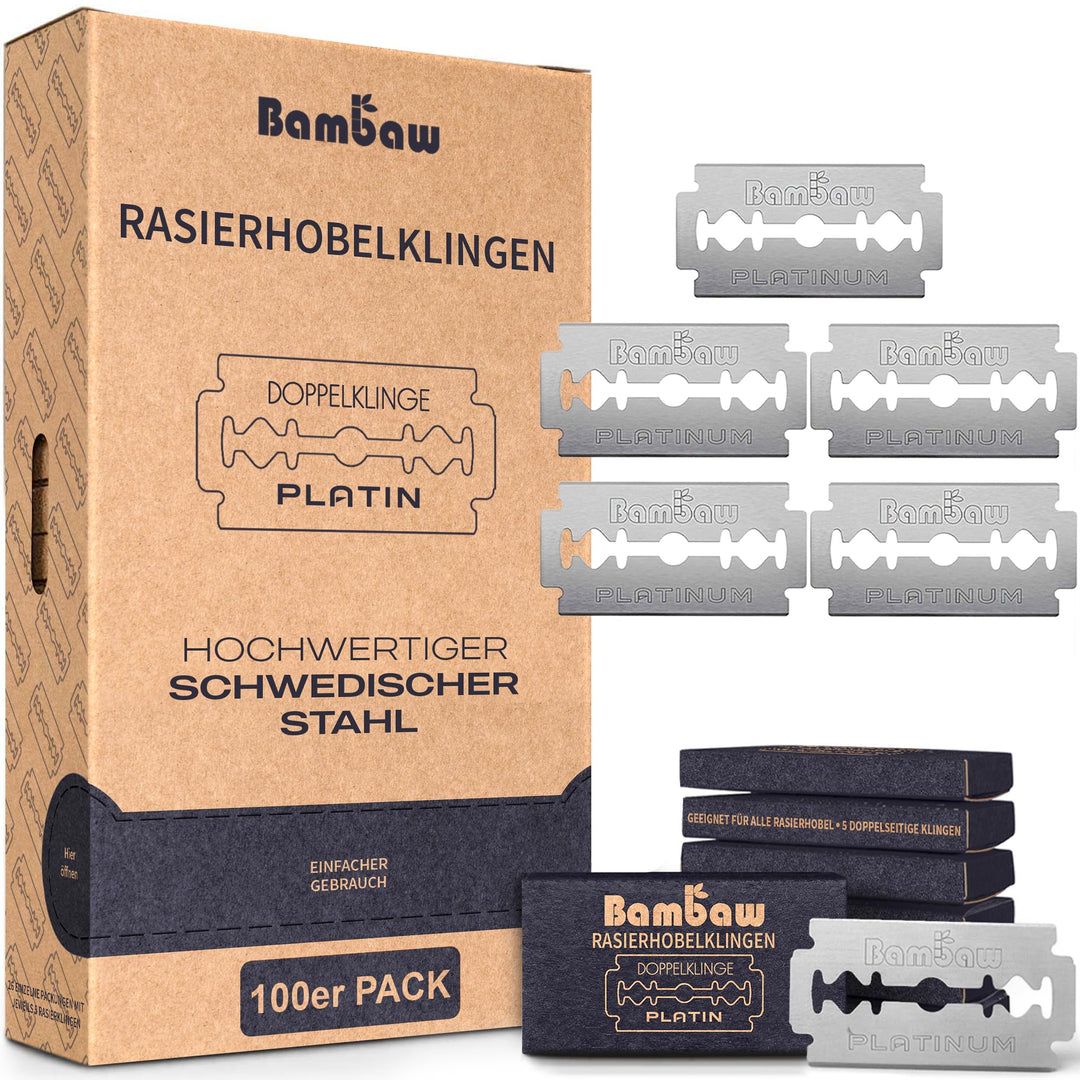 Rasierhobel Klingen | 100 universale Rasierklinge - Vorrat für 18 bis 24 Monate | Damen & Herren für
