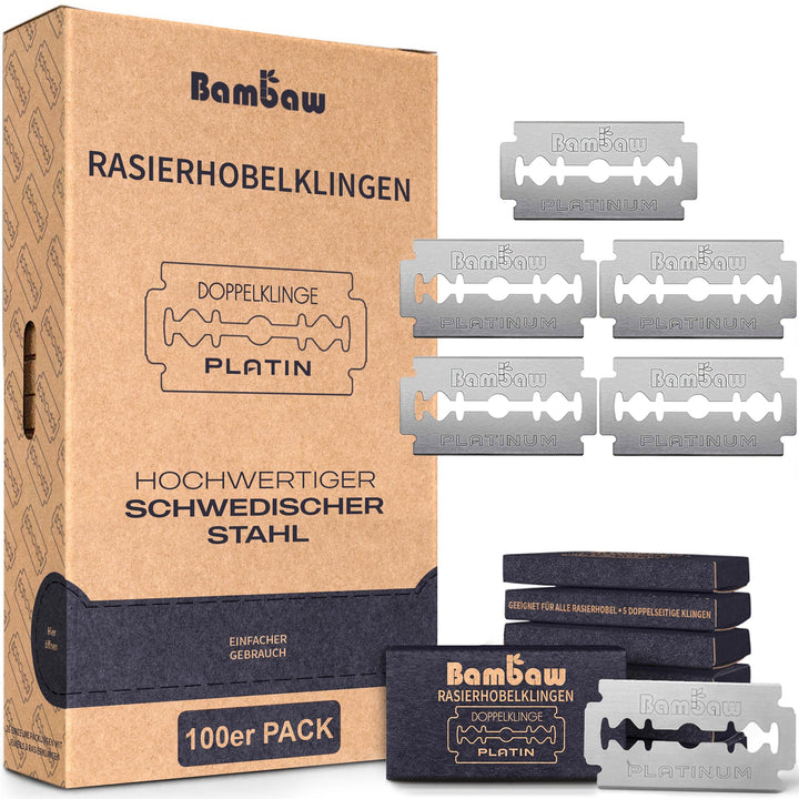 Rasierhobel Klingen | 100 universale Rasierklinge - Vorrat für 18 bis 24 Monate | Damen & Herren für