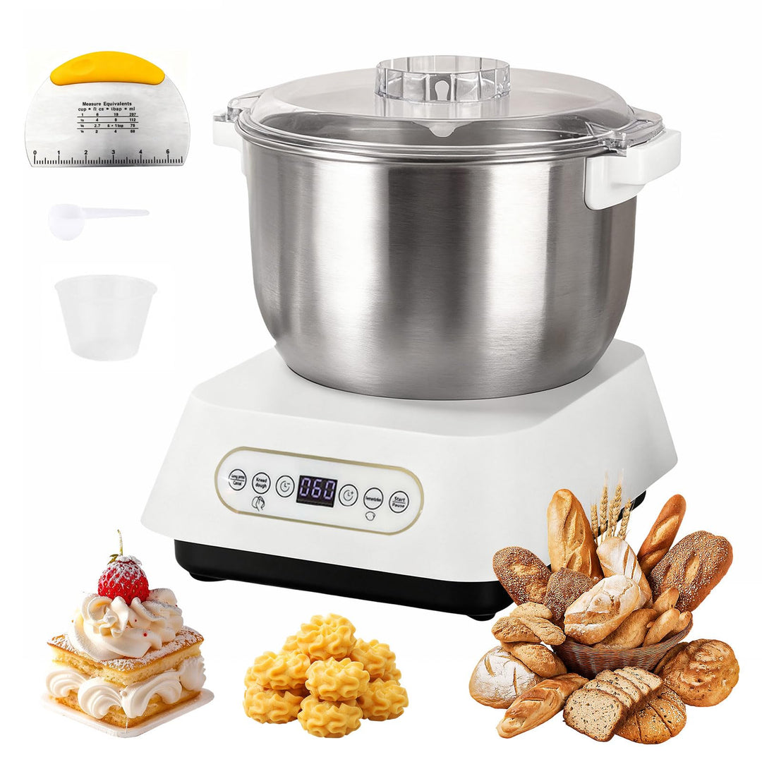 Edelstahl-Teigknetmaschine, 7L Grossvolumige Knetmaschine zum Backen mit thermostatischer Gärfunktio