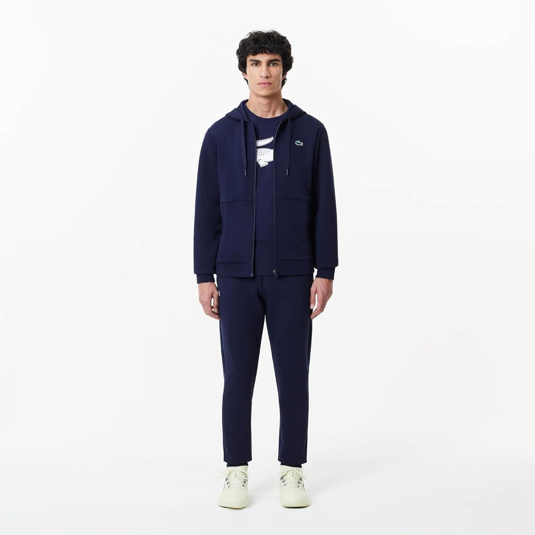 Lacoste Herren TH2042 T-Shirt Rundhals, Männer Logo Print Tee,Regular Fit, XS Marineblau / Weiss