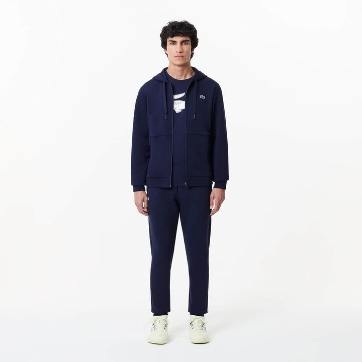 Lacoste Herren TH2042 T-Shirt Rundhals, Männer Logo Print Tee,Regular Fit, XS Marineblau / Weiss