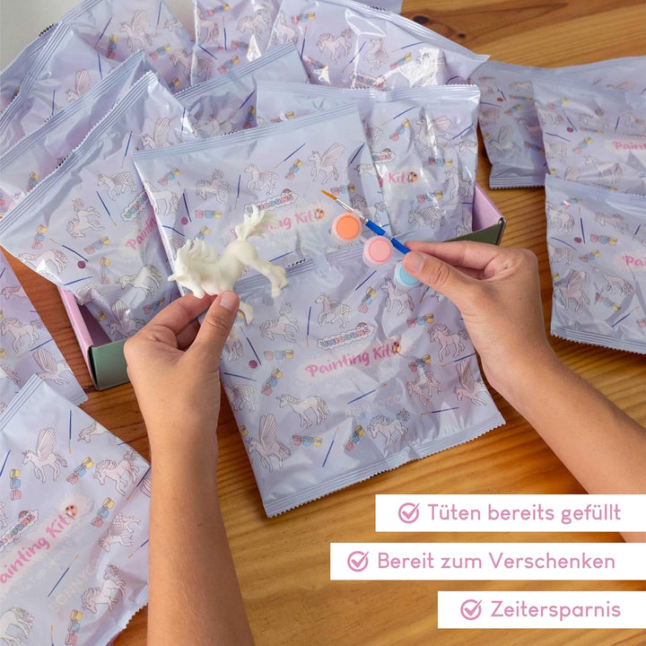 BONNYCO Einhorn Geschenke für Mädchen, Malset 16 Stück Einhorn Mitgebsel Kindergeburtstag Gastgesche