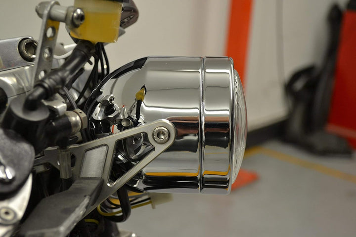 Alchemy Parts Doppelt/Paar Chrom Streetfighter Retro Motorrad 35W Scheinwerfer mit Klammern 32-40mm