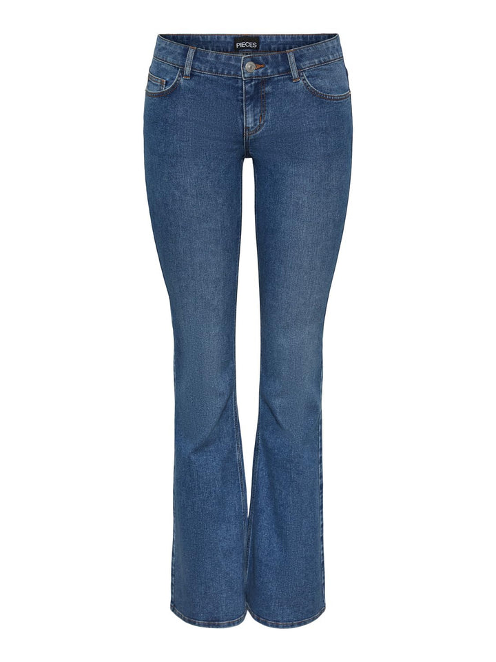 PIECES Damen Pcpeggy Lw Flared Mb Jeans Noos Bc M / 30L Medium Blue Denim, M / 30L Medium Blue Denim
