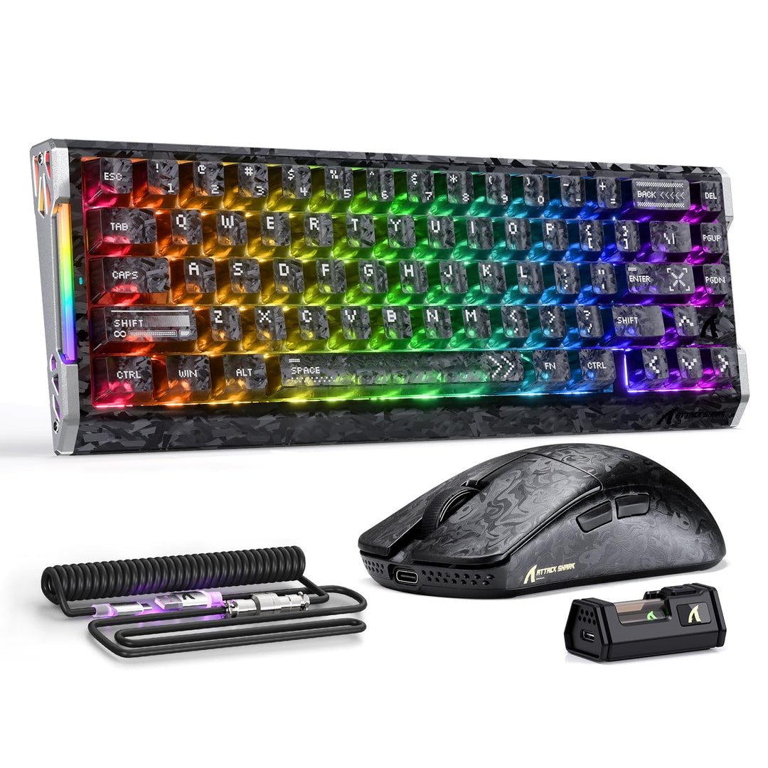 ATTACK SHARK R68 HE Kabel Magnetische Tastatur, Kabellosen R11 ULTRA Gaming-Maus aus Carbonfaser, 80
