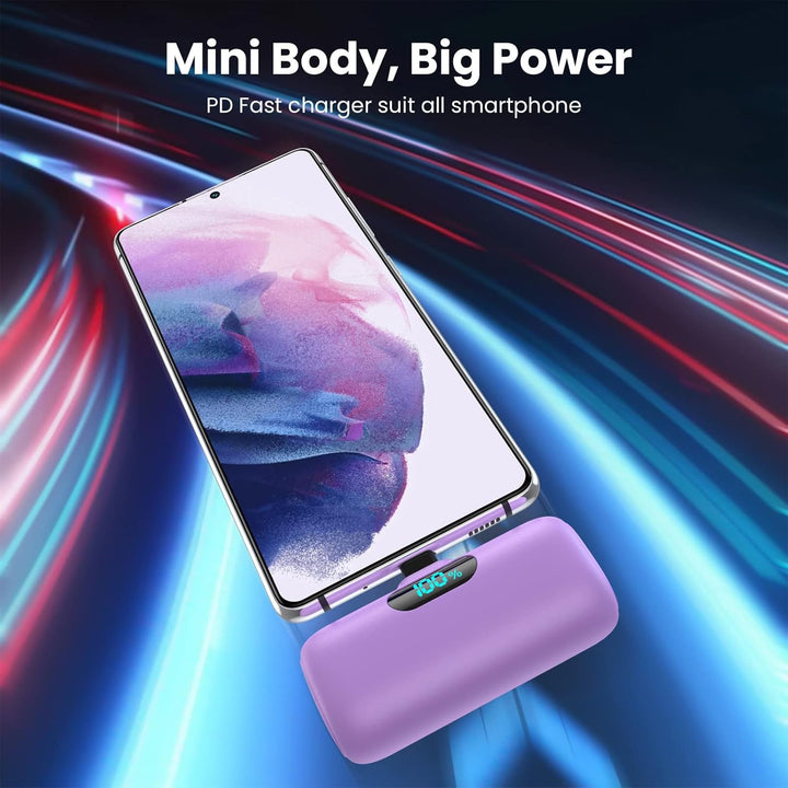Power Bank USB C 5000mAh, Mini Powerbank Klein Aber Stark 15W PD 3.0 Schnelles Aufladen Tragbares Ex