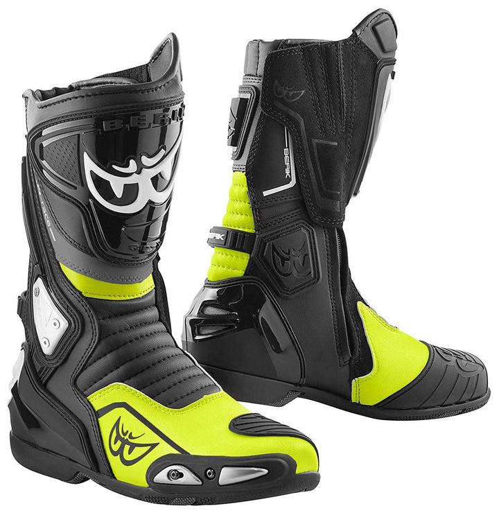 Berik Donington Motorradstiefel, schwarz/neon-gelb, 48 48 EU Schwarz Neon Gelb, 48 EU Schwarz Neon G
