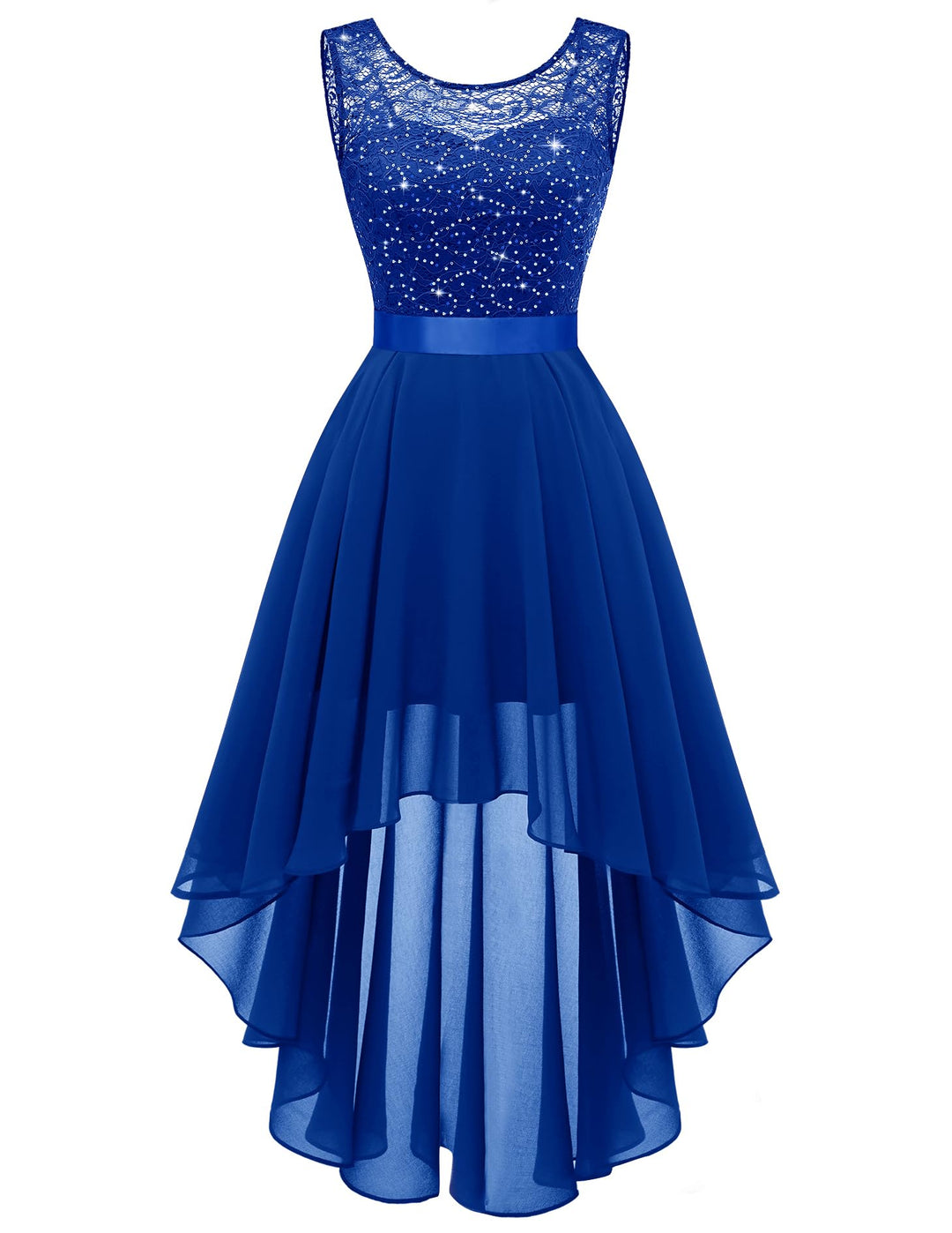 Berylove Damen Vokuhila Cocktailkleid Abendkleider Elegant für Hochzeit Festliche Kleider Ärmellos B