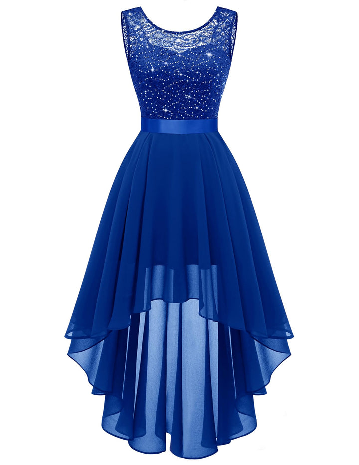 Berylove Damen Vokuhila Cocktailkleid Abendkleider Elegant für Hochzeit Festliche Kleider Ärmellos B