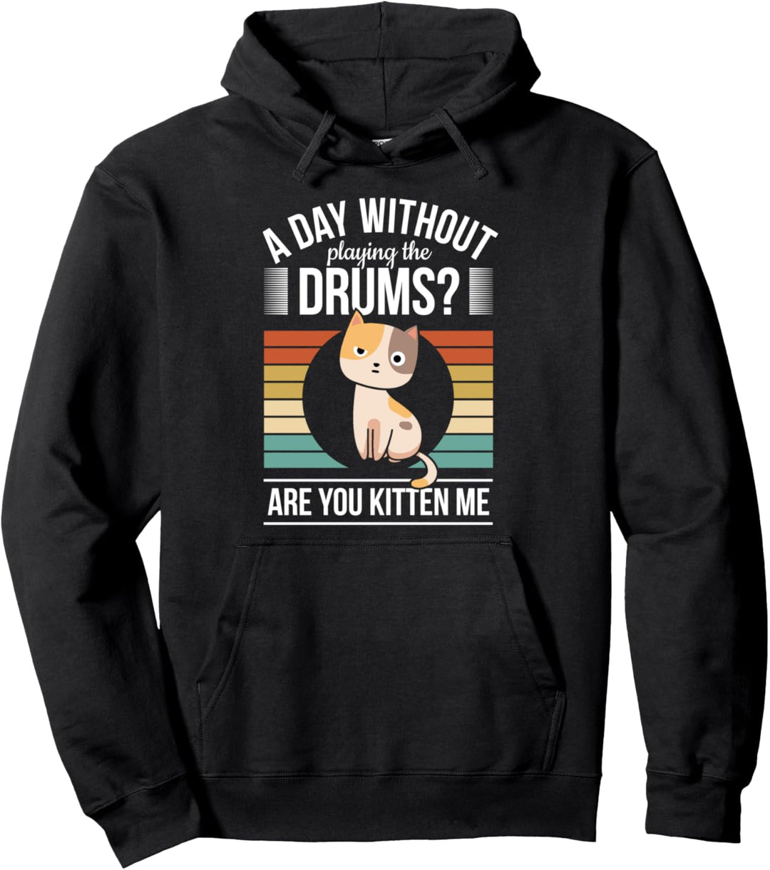 Lustiger Schlagzeug Katze Drummer Percussion Trommeln Spruch Pullover Hoodie