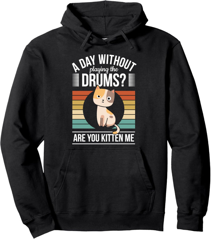 Lustiger Schlagzeug Katze Drummer Percussion Trommeln Spruch Pullover Hoodie
