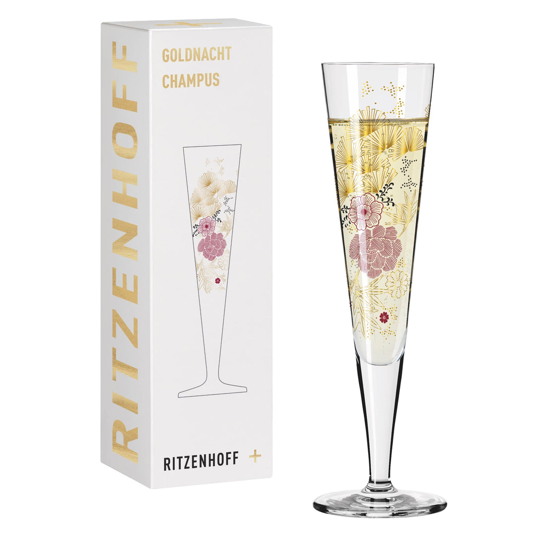 RITZENHOFF 1071020 Champagnerglas 200 ml - Serie Goldnacht Nr. 20 - Edles Designerstück mit Echt-Gol